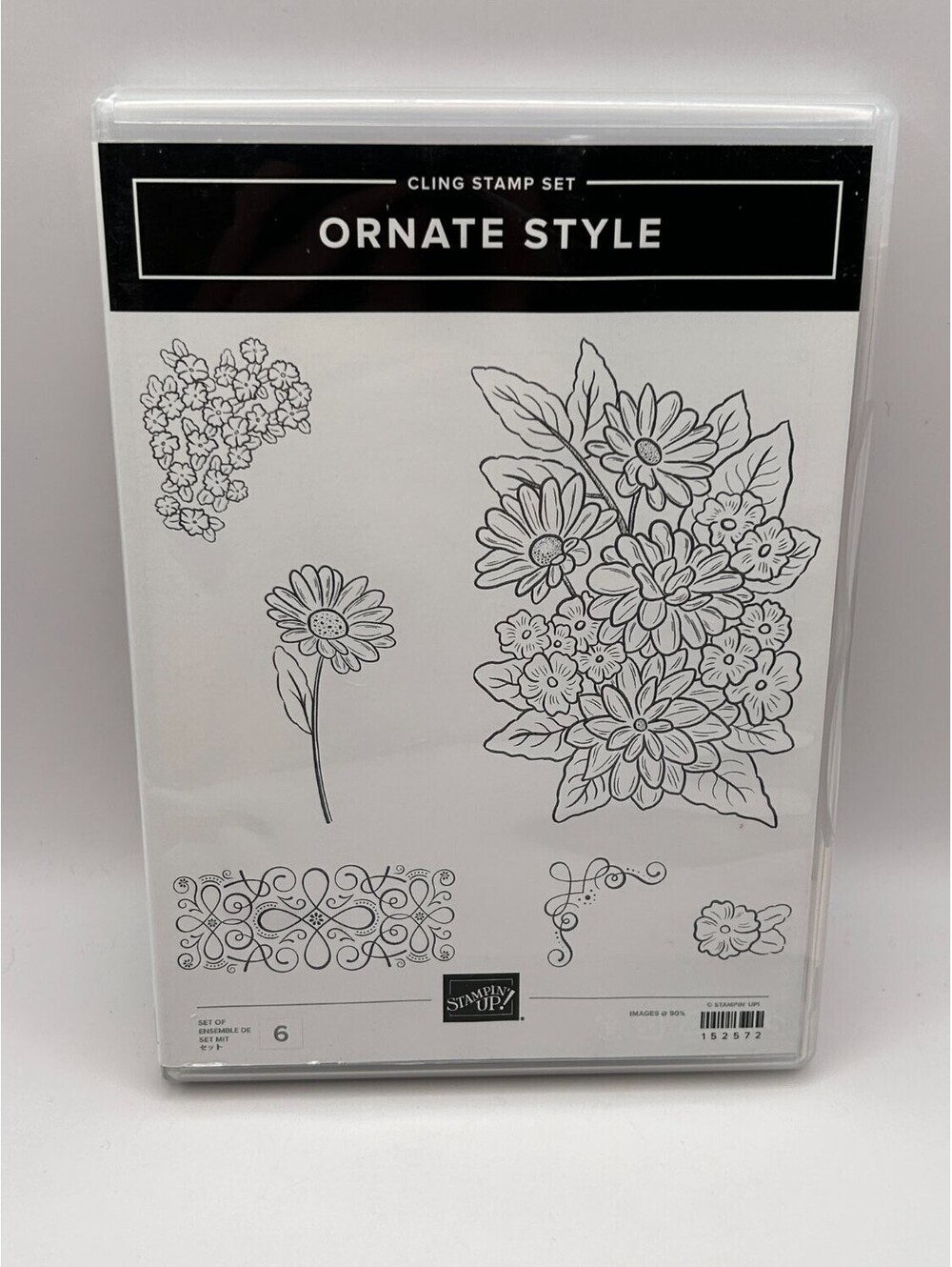 Stampin' Up! Ornate Style Cling Rubber Stamp Set 6pc Open Box Floral Red #152572